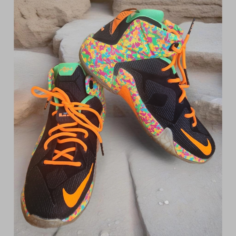 NIKE LEBRON JAMES X11 12 (GS) RARE 2015 "FRUITY PEBBLES" SNEAKERS SIZE 5Y - Picture 3 of 6